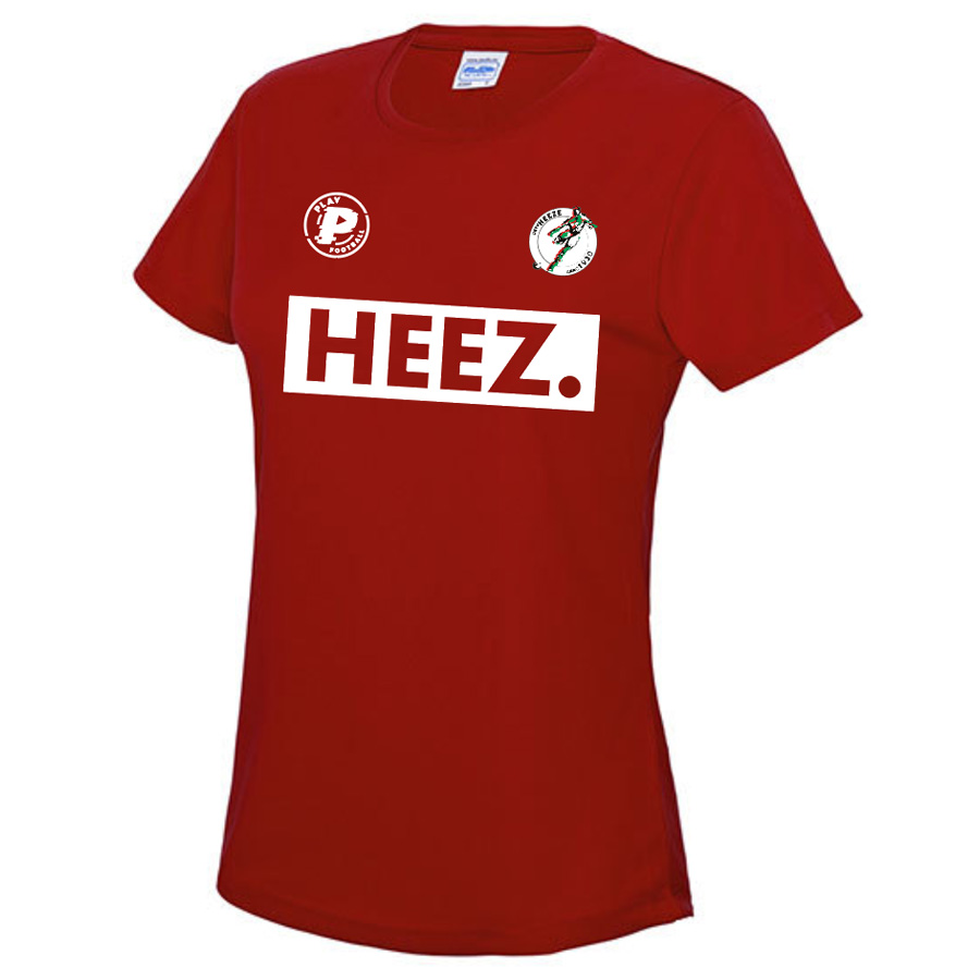 HEEZE.TEE.DMS-Rood Play RKSV HEEZE Actie Shirt HEEZ. 2020 Dames Rood